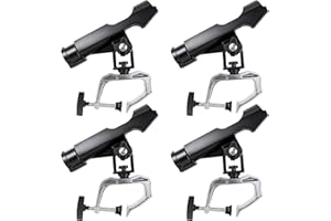 4 Pcs Fishing Boat Rods Holder 360 Degree Adjustable Folding Fishing Pole Holders with Large Clamp Opening for Boat Trolling 