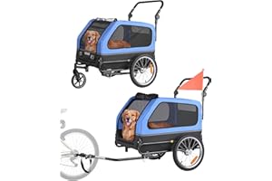 VEVOR Dog Bike Trailer, Supports up to 88 lbs, 2-in-1 Pet Stroller Cart Bicycle Carrier for Small & Large Dogs, Easy Folding Frame with Quick Release Wheel, Universal Bicycle Coupler, Internal Leash