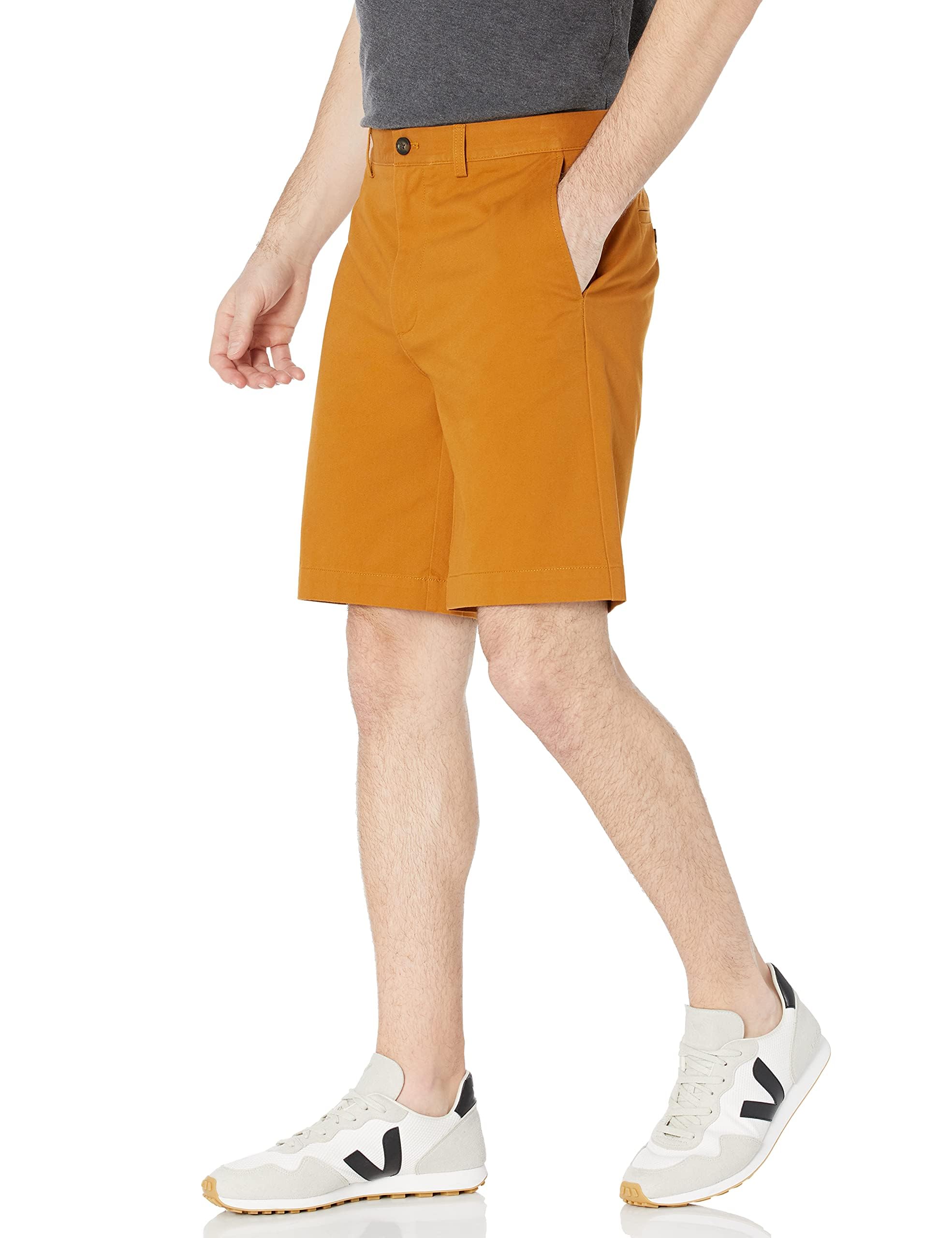 Photo 1 of Amazon Essentials Men's Classic-Fit 9" Chino Shorts, Nutmeg, 33