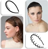 WLLHYF 3 Pcs Sharks Tooth Hair Comb Non-Slip Headband Wavy Teeth Black view 4
