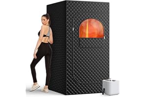 HAINAN Portable Sauna Box for Home, Personal SPA Steam Sauna with 10 Min Fast Heating & 9 Levels Heat, Warm Sauna Tent with 3L/1200W Steamer, Folding Chair, Remote Control for Body Relaxation,32" x 32" x 71"