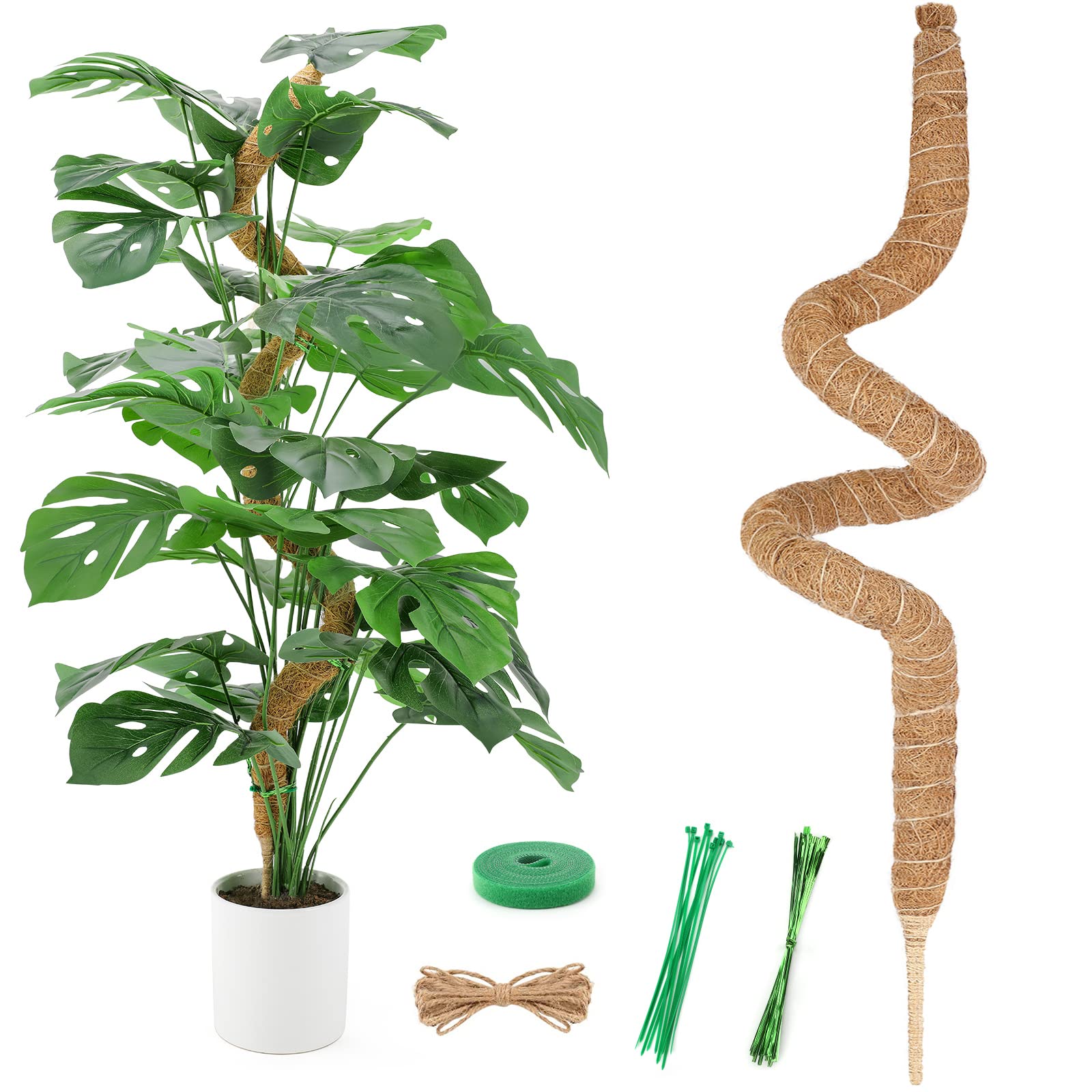 LMAIVE Moss Pole, Moss Pole for Plants Monstera, 52'' Bendable Plant Sticks Support, Plant Stakes for Indoor Plants, Coco Coir Pole Plant Support, Monstera Moss Pole for Climbing Plants Growth