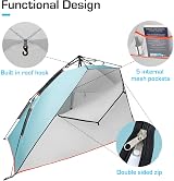Active Era Luxury Beach Tent 3-4 Person Sun Shelter UPF 50+ Easy Pitch view 6