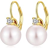 Pearl Earrings for Women Pearl Leverback Earrings 925 Sterling Silver