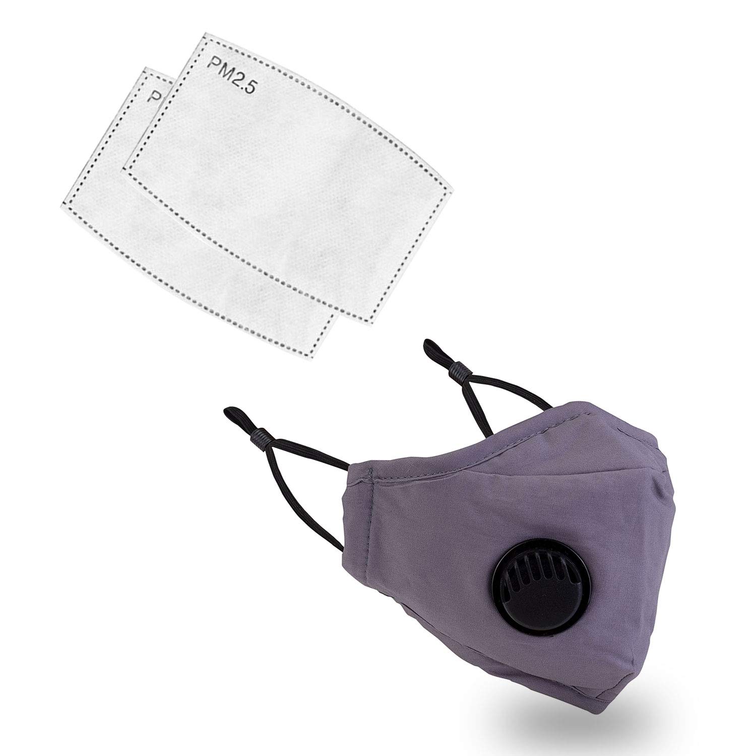 Face Covering Grey Face Mask Reusable and Washable, Breathable Valve and Activated Carbon Filter Provides the Best Protection from Pollution and Airborne Irritants