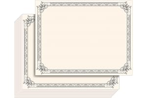 Certificate Paper, Silver Foil Certificate Paper for Printing, 50 Sheets Blank Certificate Paper with Silver Foil Border for 