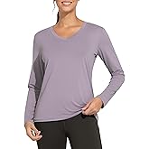 THE GYM PEOPLE Women's Long Sleeve Workout Shirts V-Neck Lightweight Basic Athletic Tops