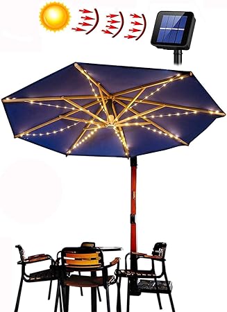 Outdoor Solar Patio Umbrella String Lights Solar Powered Bright 8 Modes 104led Lights Included 3aa 800mah Battery For Beach Deck Umbrella Garden Party Christmas Outdoor Decoration Amazon Com