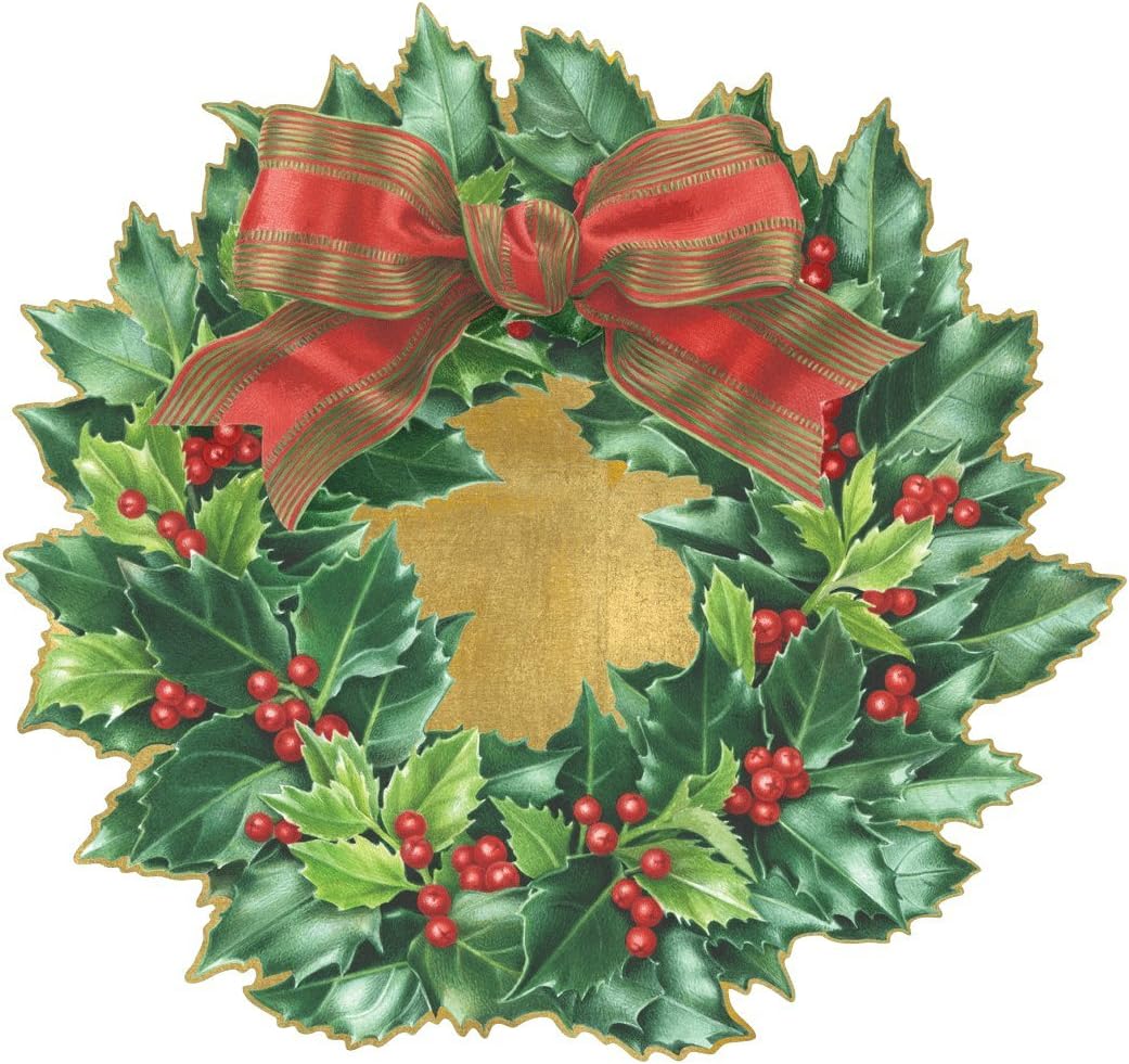 Entertaining with Caspari DieCut Placemats, Holly Wreath