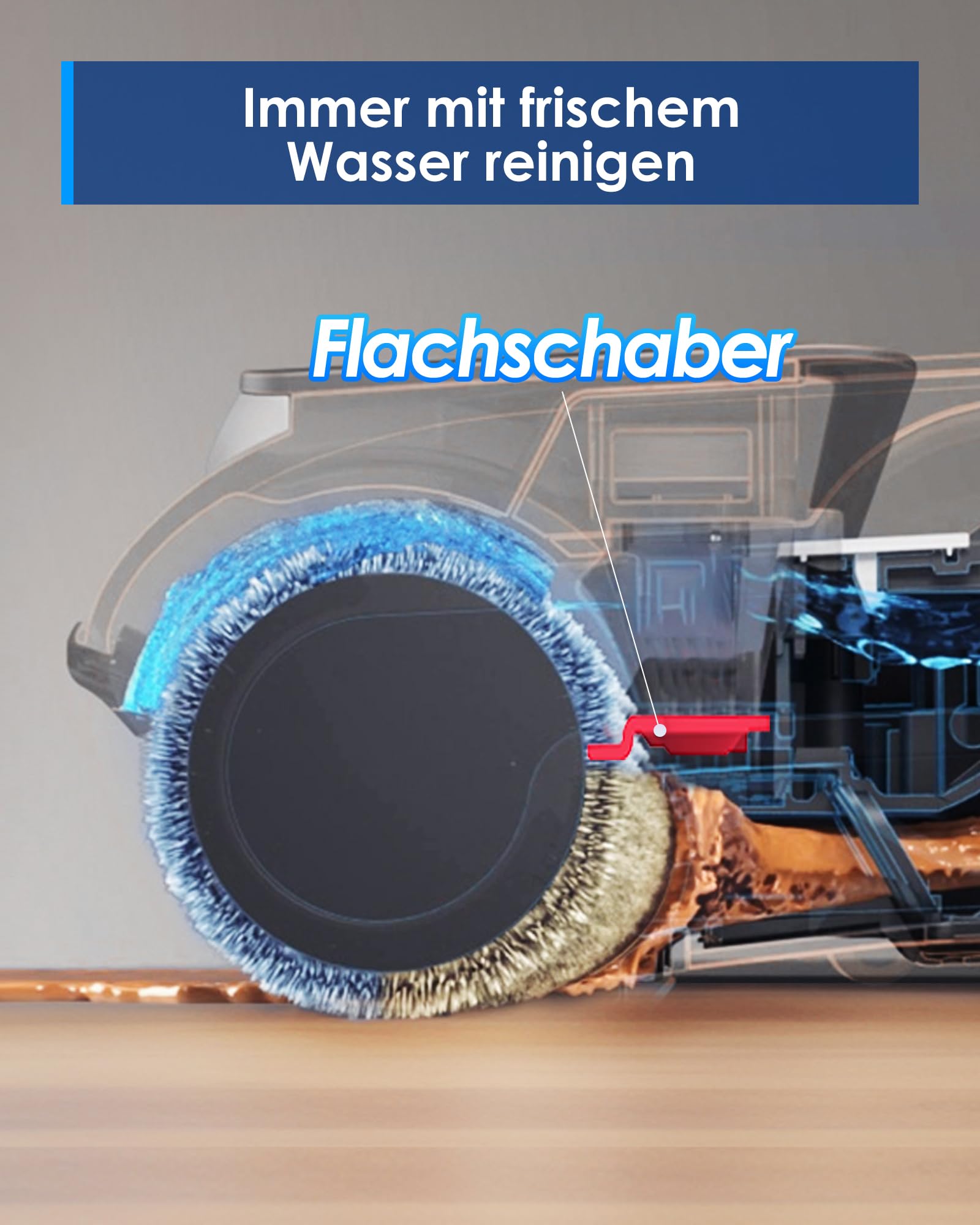 Tineco iFLOOR 5 Breeze Complete Nass Trockensauger, EIN-Schritt-Reinigung für Hartböden, Kantenreinigung <0.5cm, Dreifache Batterielebensdauer, Selbstreinigung, Leichtes Kabelloses Saugwischer, Blau 3