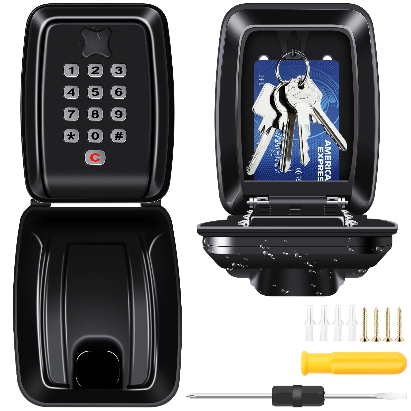 Key Safe Wall Mounted, Key Lock Box Outdoor Police Approved with 12-Digit Combination Key Safe Lock Box, Waterproof and Security Extra Large Key box Safe Outside for Garage School Home Key Storage
