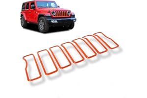 Linskip for 2024-2025 Jeep Wrangler JL 4XE & Gladiator JT Grille Inserts, Meshless Grille Bezel Covers for Jeep Wrangler Sport Rubicon Sahara Willys Mojave Rubicon,Exterior Accessories(Orange)