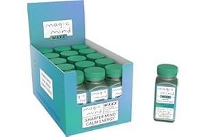 Magic Mind MAXX Energy and Focus Drink Shots - Stress Relieving, No Jitters, Ashwagandha, Vitamin B12, Vitamin C, Matcha Green Tea, Functional Mushrooms 165mg Caffiene - 2 FL Oz (15 Pack)