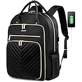 LOVEVOOK Laptop Backpack Women Teacher Backpack,15.6 Inch Laptop Bag with USB Port,Waterproof Daypack for Work Travel,Black
