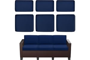 SUSIE'S GARDEN 6p Outdoor Cushion Slipcovers Outdoor Patio Cushions Covers Replacement Waterproof with Zipper for 3-Seat Outdoor Rattan Sofa Patio Furniture Cushion Covers Dark Blue, Covers Only