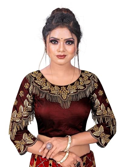 Women's Embroidered Khadi Fantom Silk Blouse