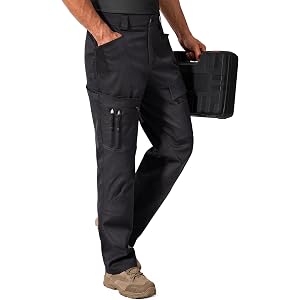 FREE SOLDIER Men's Work Utility Safety Pants Stretch Cargo Pants | 15 Pockets, Water Resistant, Anti-Static, High-Waist, Tact