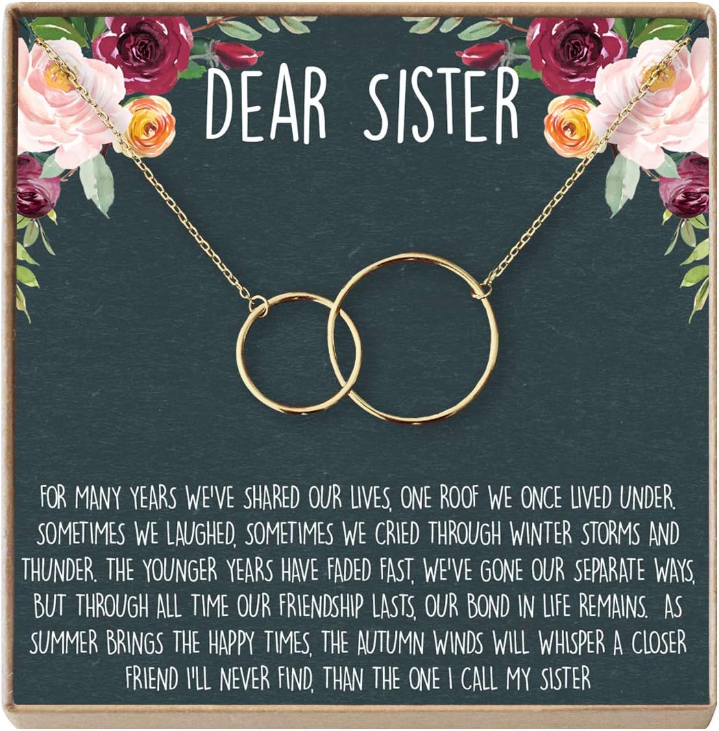 Dear Ava Sisters Necklace: Sister Gift, Gift for Sister, Sister Birthday Gift, 2 Interlocking Circles