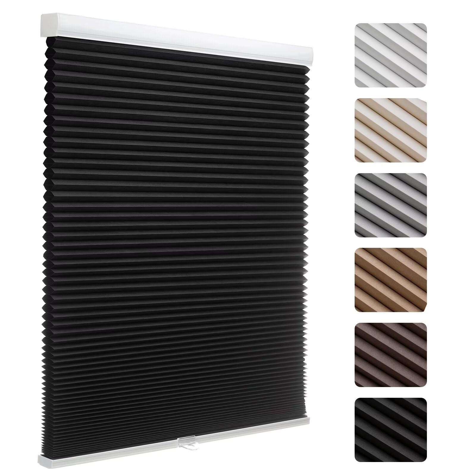 Photo 1 of MYshade Cordless Blackout Cellular Shades, 1.5" Honeycomb Window Blinds for Bedroom & Nursery, Thermal Insulated, Noise Reducing, Privacy Shades, Inside or Outside Mount (55" W x 72" H, Black)