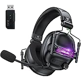 WESEARY WG2 Wireless Gaming Headphone for PS5, PS4, PC, Switch, Mac, Crystal Stereo Bluetooth Headphones, Wireless Headset 2.4GHz with Lossless Audio, 50 Hr Battery, Cool LED