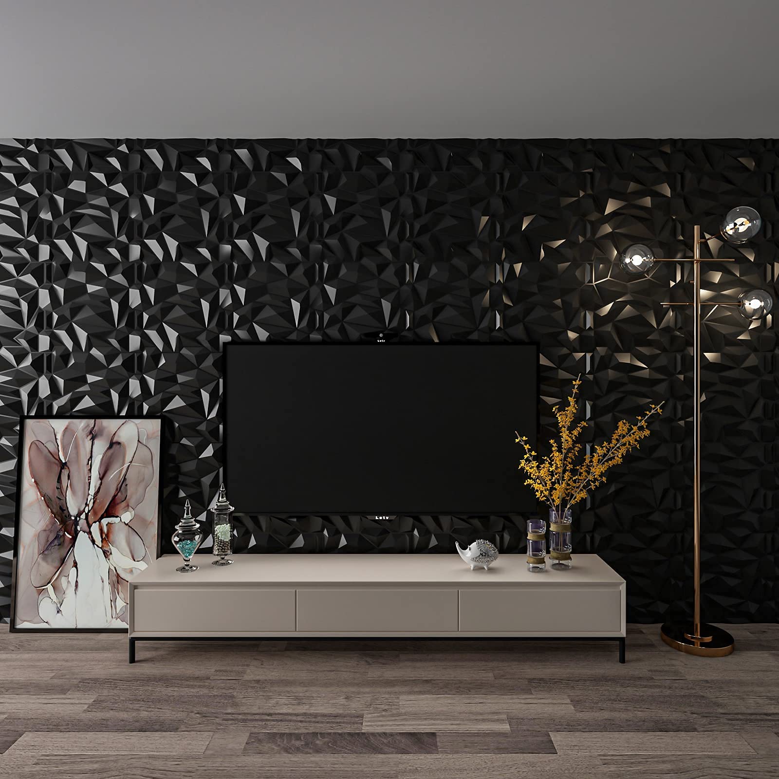 Mua Art3d PVC 3D Diamond Wall Panel Jagged Matching-Matt Black, for ...