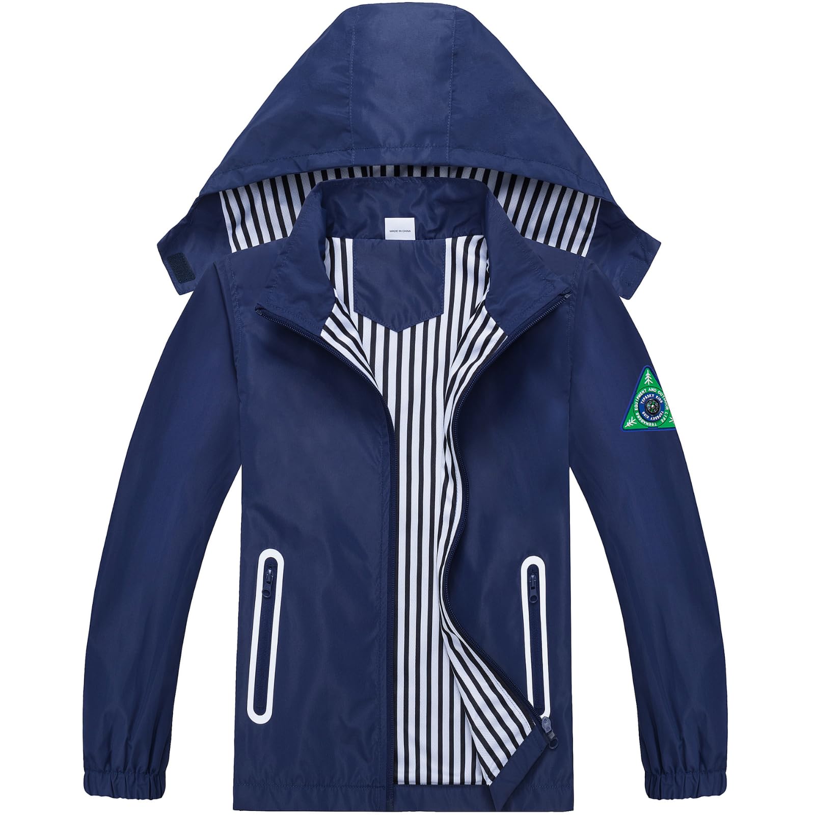 IjnUhb Kids Rain Jacket Waterproof Raincoat with Removable Hood for Boys Girls Solid Navy 7/8 Image IjnUhb Kids Rain Jacket Waterproof Raincoat with Removable Hood for Boys Girls Solid Navy 7/8 Image