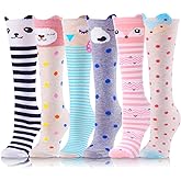 ANTSANG Kids Girls Knee High Socks Long Boot Crazy Silly Fun Gift Cute Tall Animal Socks for Child 6 Pairs