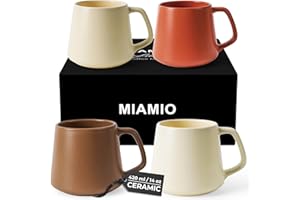 MIAMIO - Coffee Mugs Set of 4 / Large Ceramic Coffee Cups (420 ml) - Mug for Cappuccino, Tea, Espresso - Microwave and Dishwa