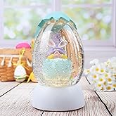 Easter Bunny Snow Globe, Egg-Shaped Rabbit Gnome Glitter Snow Globes Decor with 6H Timer, USB/Battery Operated, Spring Decoration for Easter Day Home Party Decor and Gift (Blue)