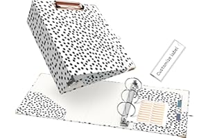 EYROZILL Mini 3 Ring 2 Inch Binder with 5-Tab Dividers Suitable fo r 5.5" x 8.5" Paper, Cute Three Ring Binder folders with Clipboard for Women School Office Supplies, Polka Dots