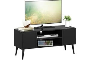 HOMEFORT Retro TV Stand, Mid-Century TV Console Table, Fits up to 55-inch Television, Modern Entertainment Cabinet with Stora