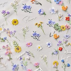 Flower Nail Art Stickers Decals 5D Flowers Nail