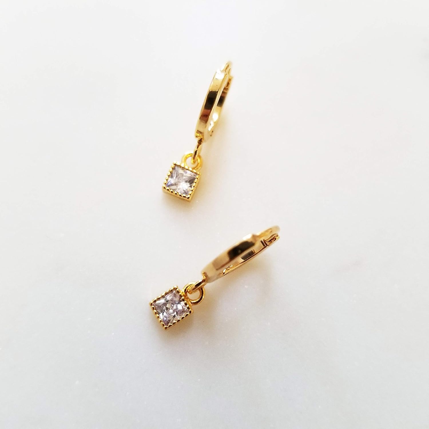 Amazon Com Gold Hoop Earrings Cubic Drop Earrings Tiny Earrings
