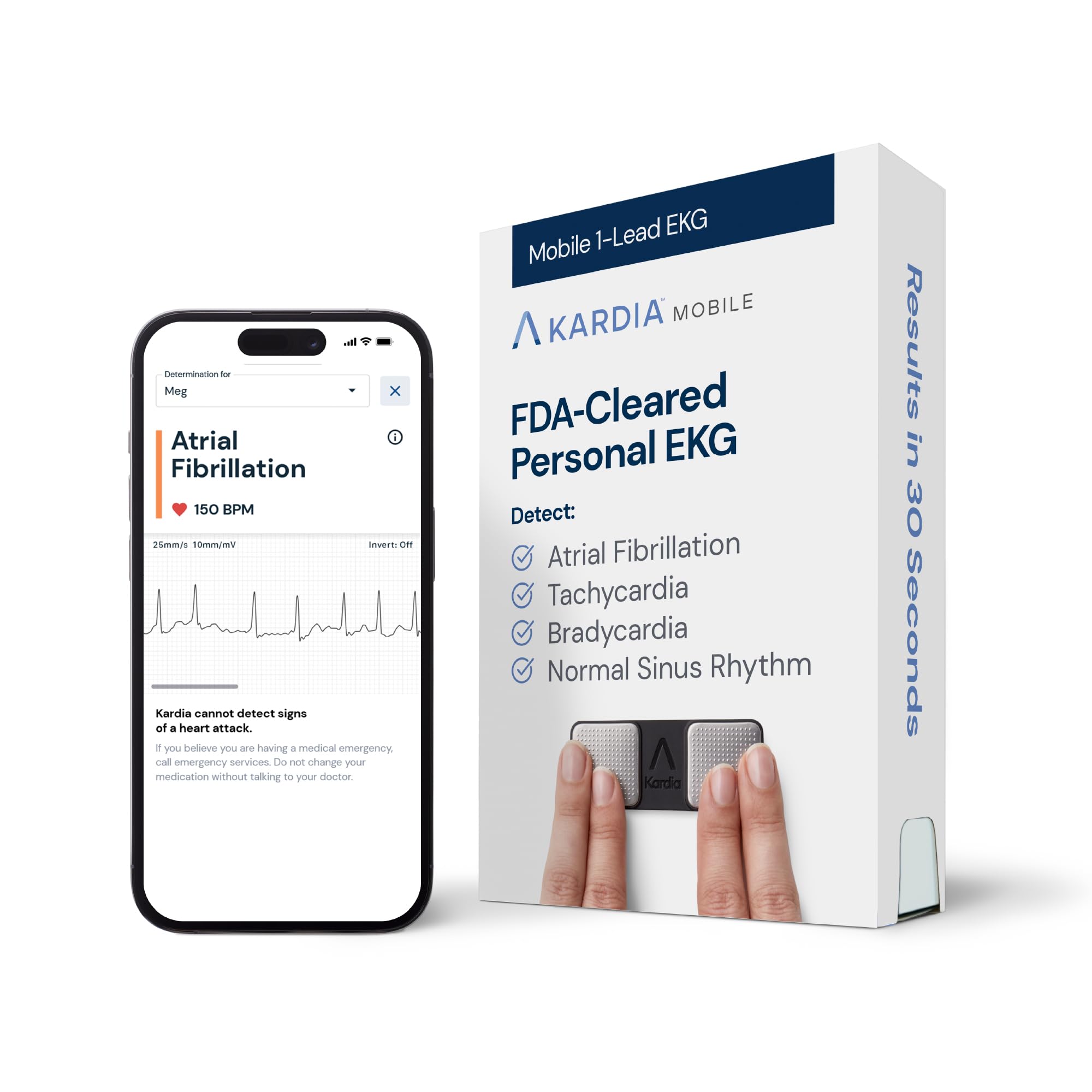 KardiaMobile 1-Lead Personal ECG Heart Rate Monitor - Record ECGs at Home, Detects Atrial Fibrillation, Trusted by the NHS, Results in 30 Seconds, Works with Most Smartphones