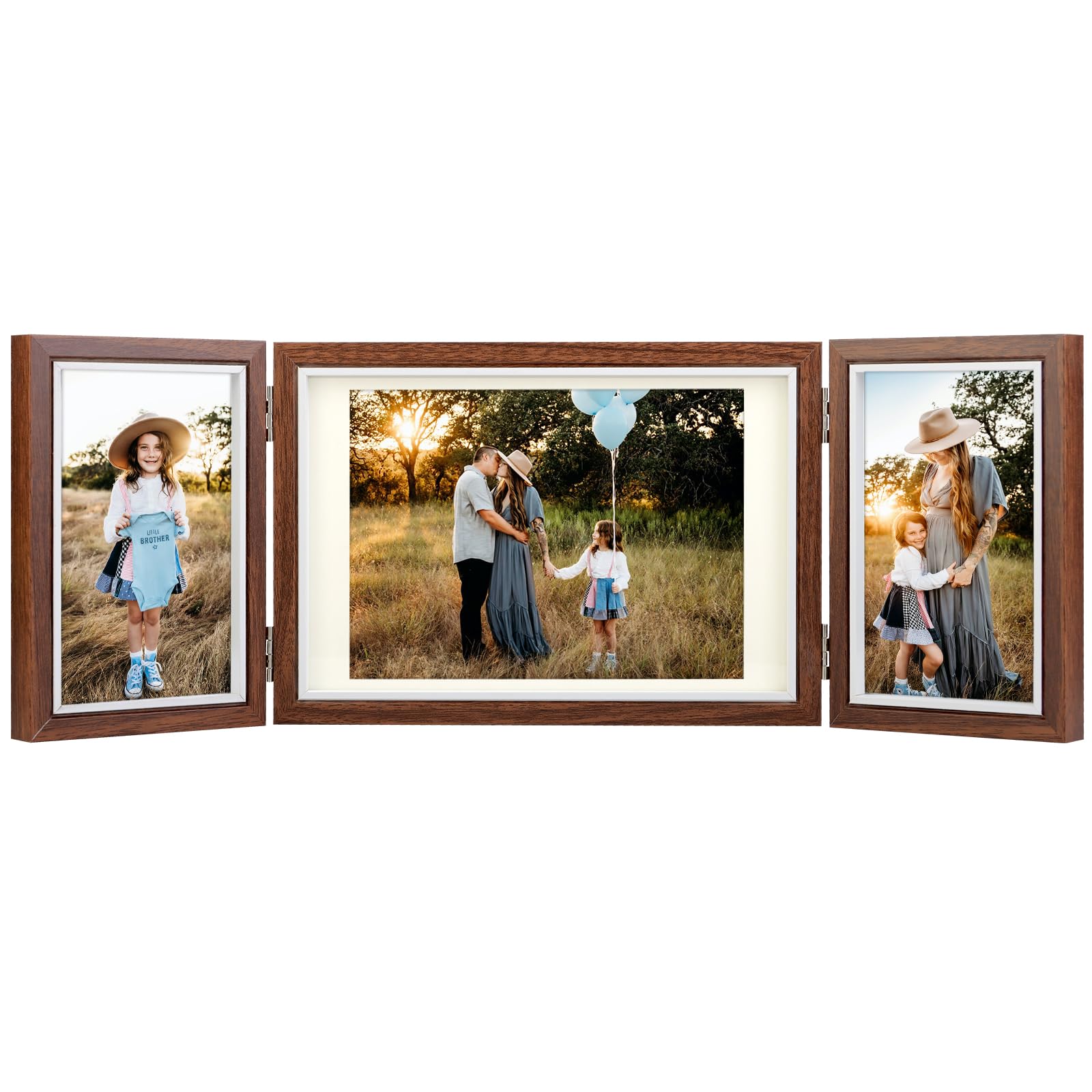 Triple Photo Frame Multiple Photos 3 Picture Frames 4x6 and 5x7 Photos, Red