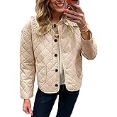 Fnortc Women's Ruffle Collar Quilted Lightweight Puffer Jacket Long Sleeve Casual Cardigan Padded Coat for Autumn Winter