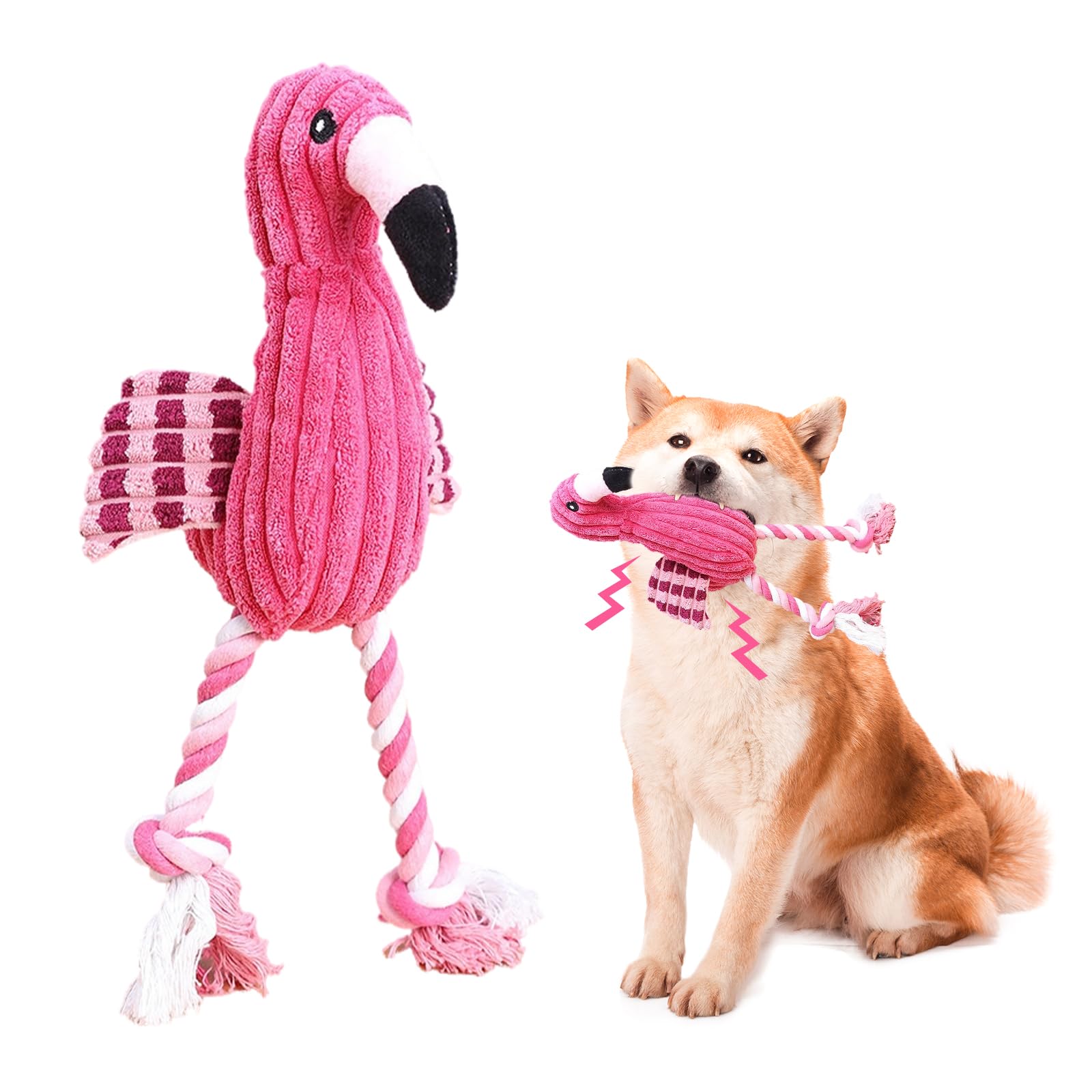 Squeaky Dog Toys for Small Medium Dogs,Flamingo Shaped Plush Dog Toys for Boredom,Soft Interactive Dog Puzzle Toys for Puppy,Pet Chew Toy Gift for Dog Cat Teeth Cleaning,Playing,Chewing,Stress Relief