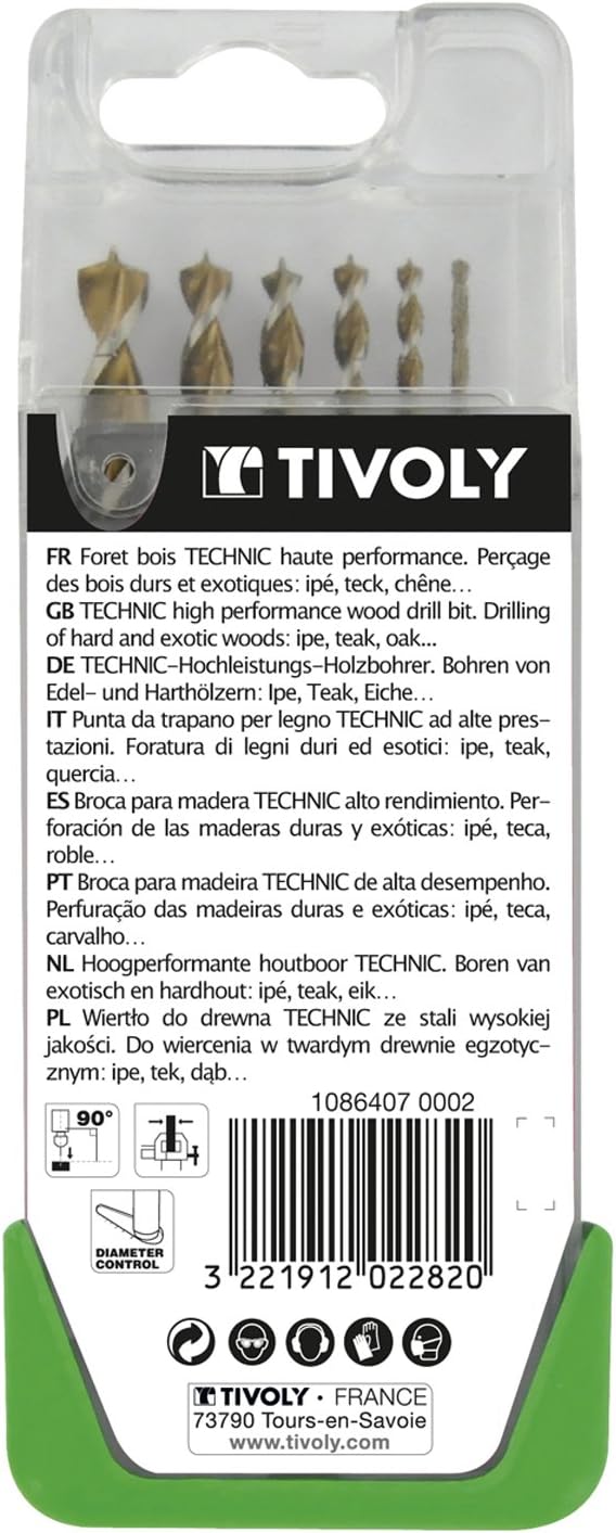 TIVOLY 10864070002 - CLIPSTER G13 TECHNIC GRATED Wood Drill Bits diameter 2-3-4-5-6-8 mm, Multicoloured - Image 3
