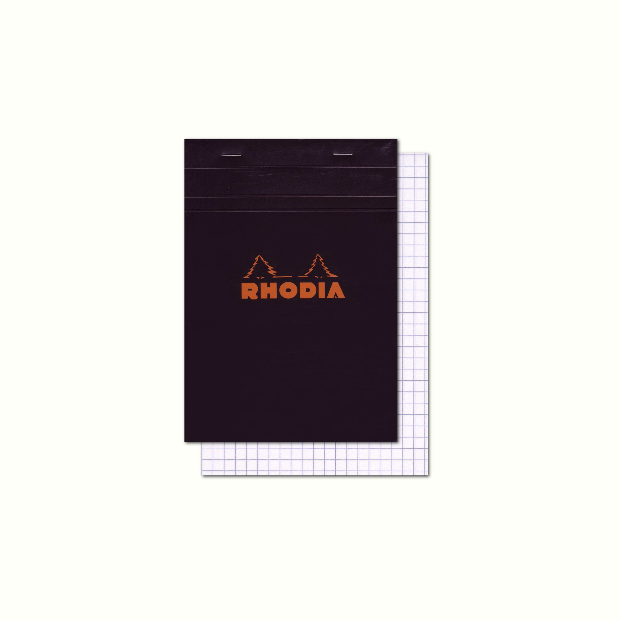 RHODIA 142009C - Stapled Notepad N°14 Black - 11x17 cm - Small Squares - 80 Detachable Sheets - White Clairefontaine Paper 80 g/m - Soft and Resistant Coated Card Cover - Basics