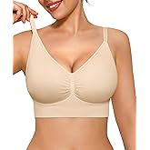 Popilush Bralettes for Women with Support Full Coverage Wireless Minimizer Bras Push Up Seamless Bra with Removable Pads