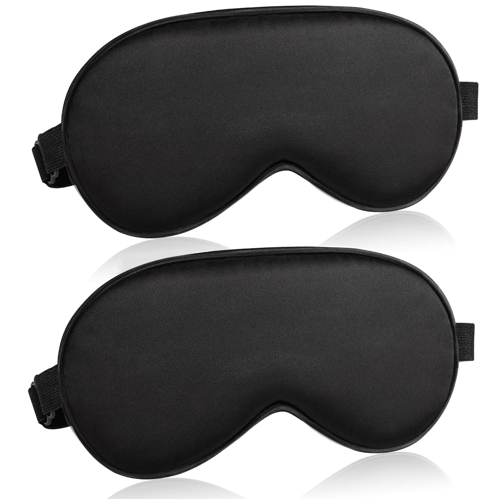Photo 1 of Sleep Mask for Women and Men 2 Pcs Eye Mask for Sleeping Adjustable Strap Blackout Silk Sleep Eye Masks Soft Eye Covers Blindfolds Black 2 Pack