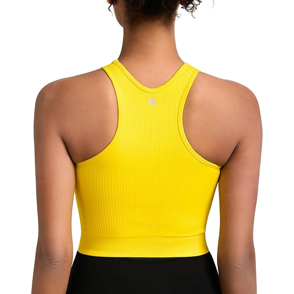 Sujetador Deportivo Largo Para Mujer - Sin Mangas - Acolchado Extraíble - Talla Large Amarillo - Para Yoga, Gimnasio Y Día A Día