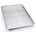 TeamFar Baking Sheet with Cooling Rack, Stainless Steel Half Size Cookie Sheet Pan and Baking Rack Set, 20’’×14’’×1’’, Non Toxic & Rust Free, Thick & Heavy Duty, Mirror Finish & Dishwasher Safe