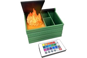 MunnyGrubbers - Dumpster Fire Desk Organizer Caddy - Includes Removable Fake LED Flame & Remote - Cute Desk Decor, Gag Gifts, Funny Gifts for Coworker, Employee Appreciation - (DFPH-Green)