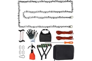 SENSILIN Rope Saw for Tree Limbs, 55 Inch Rope Chain Saw with 70 Sharp Teeth ＆ 46 Feet Ropes Kit, Rope Saw Tree Saw High Limb Rope Chainsaw, Pocket Chainsaw