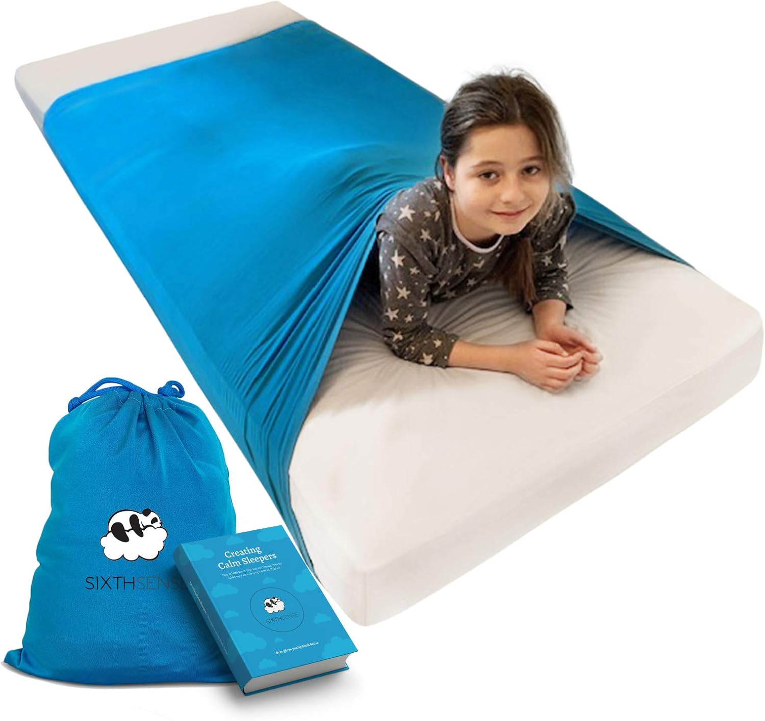 Sensory Compression Bed Sheet | Bonus eBOOK + Sleep Journal | Twin Size | Alternative to Heavy Weighted Blankets | Stretchy, Breathable, Firm Pressure for Calming & Relaxing Sleep | Aqua: Health & Personal Care