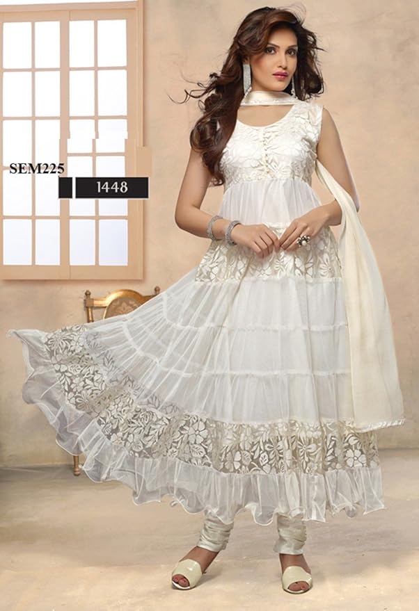 Buy Lavis Womens Net Anarkali Dress Material (Fash1448 _White _Free