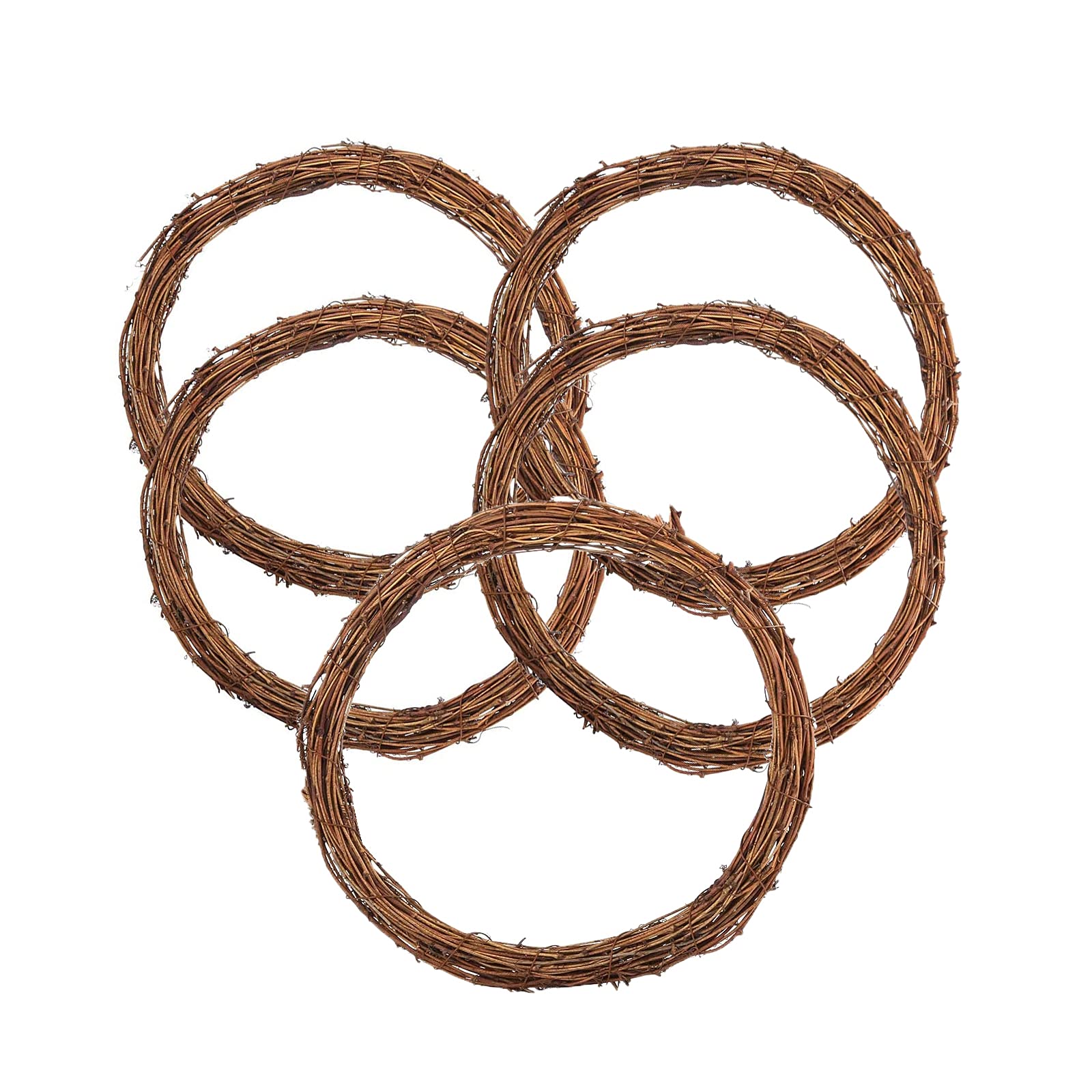 5 Pcs Grapevine Rattan Wreath Hanging Wedding Christmas Party Twiggy Garland Home Decoration(25cm)
