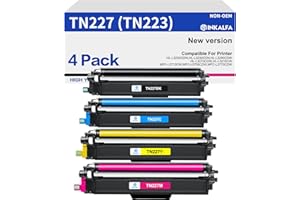 INKALFA TN227 High Yield Toner Cartridge 4 PACK TN-227 TN-227BK/C/M/Y: Replacement for Brother TN-223BK/C/M/Y TN223 TN 223 MFC-L3770CDW HL-L3290CDW MFC-L3750CDW MFC-L3710CW HL-L3270CDW Printer(TN 223BK/C/M/Y)