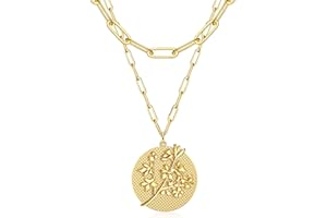 JSJOY Gold Initial A-Z Letter Necklace for Women Layered Choker Paperclip Chain Coin Pendant Necklace for Teens 18+2 Inch Choker 14+2 Inch 26 Capital